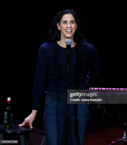 Comedian Sarah Silverman performs at the Ryman Auditorium on March 22, 2023 in Nashville, Tennessee.