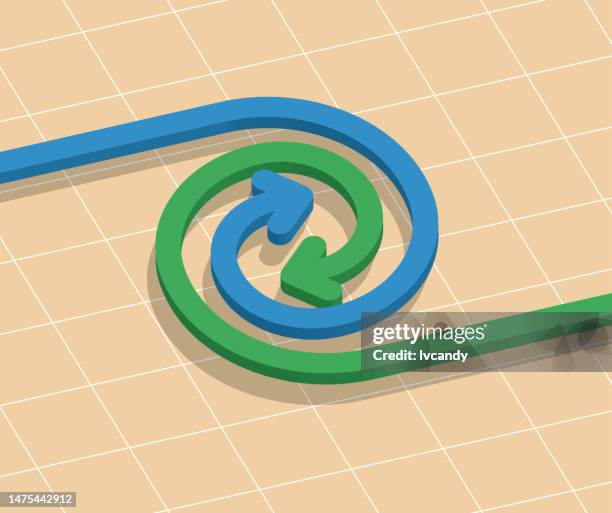 two arrows entangled - tangled lights stock illustrations