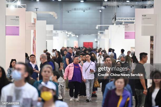 People visit the Art Basel Hong Kong 2023 at Hong Kong Convention and Exhibition Centre on March 22, 2023 in Hong Kong, China.