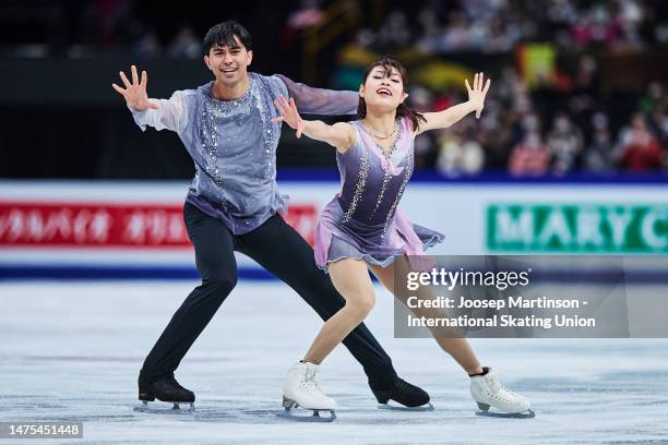 Emily Chan and Spencer Akira Howe of the United States compete in the Pairs Free Skating during the ISU World Figure Skating Championships at Saitama...