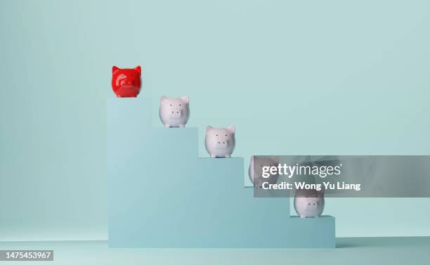 choice of piggy bank, financial decisions concept , 3d render - comparison stock pictures, royalty-free photos & images