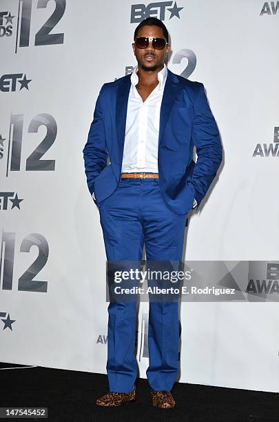 Actor Hosea Chanchez poses in the press room at the 2012 BET Awards at The Shrine Auditorium on July 1, 2012 in Los Angeles, California.