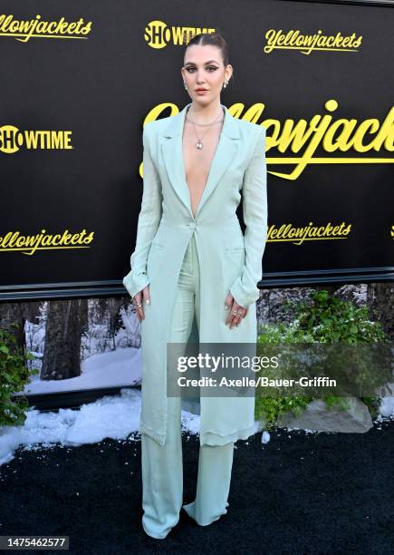 Sophie Nélisse attends the World Premiere of Season Two of Showtime's "Yellowjackets" at TCL Chinese Theatre on March 22, 2023 in Hollywood,...