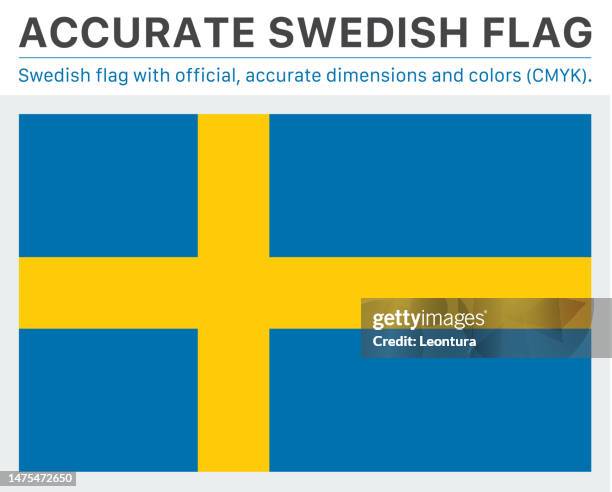 schwedische flagge (offizielle cmyk-farben, offizielle spezifikationen) - krona stock-grafiken, -clipart, -cartoons und -symbole