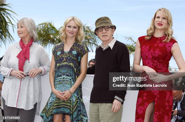 Josh Brolin, Gemma Jones, Naomi Watts, Woody Allen and Lucy Punch attend the 'You Will Meet A Tall Dark Stranger' Photocall held at the Palais des...