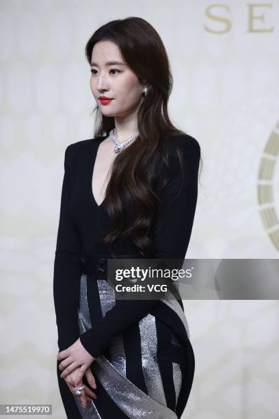 Actress Crystal Liu Yifei attends Bvlgari Serpenti 75th anniversary event on March 23, 2023 in Shanghai, China.