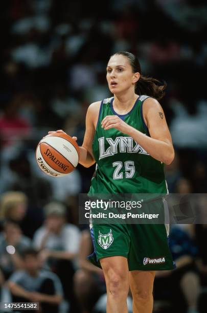 Svetlana Abrosimova from Russia and Forward for the Minnesota Lynx in motion dribbling the basketball during the WNBA Eastern Conference basketball...