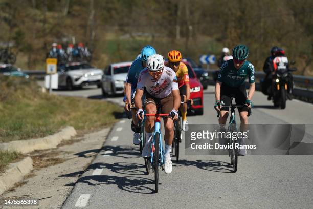 Nans Peters of France and Ag2R Citroën Team and Roger Adriá of Spain and Equipo Kern Pharma compete in the breakaway during the 102nd Volta Ciclista...
