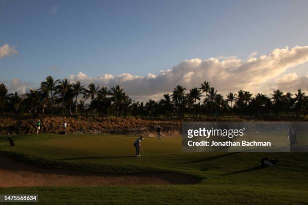 Tyson Alexander of the United States putts on the second green during the first round of the Corales Puntacana Championship at Puntacana Resort &...