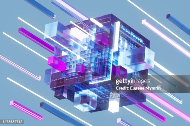 abstract cube connection. data cubes. - big data technology stock pictures, royalty-free photos & images