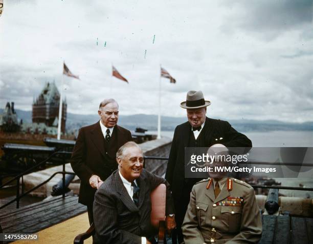 Canadian Prime Minister William Lyon Mackenzie King , US President Franklin Delano Roosevelt, British Prime Minister Winston Churchill and the...