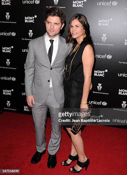 Adam Scott and Naomi Sablan attend the Montblanc Charity Cocktail hosted by the Weinstein Company to benefit UNICEF at Soho House on March 6, 2010 in...