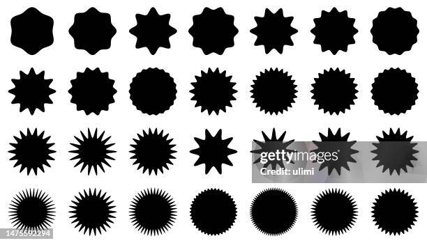 illustrazioni stock, clip art, cartoni animati e icone di tendenza di adesivi starburst - timbro