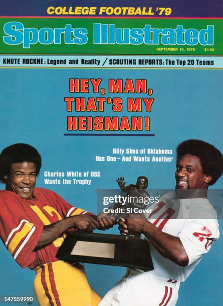 September 10, 1979 Sports Illustrated via Getty Images Cover: College Football: NCAA Season Preview: Portrait of USC Charles White and Oklahoma Billy...