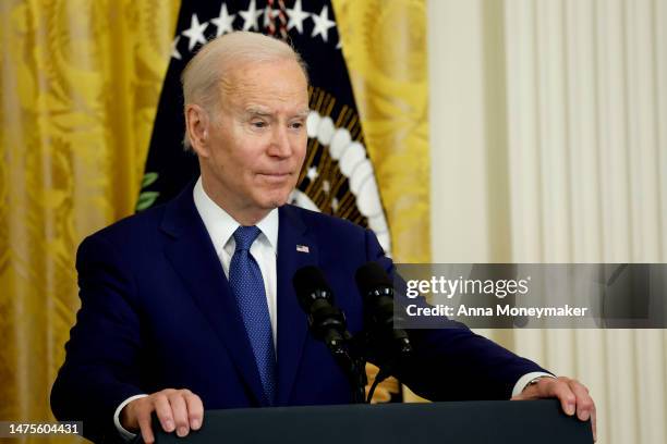 President Joe Biden speaks at an event marking the 13th anniversary of the Affordable Care Act in the East Room of the White House on March 23, 023...