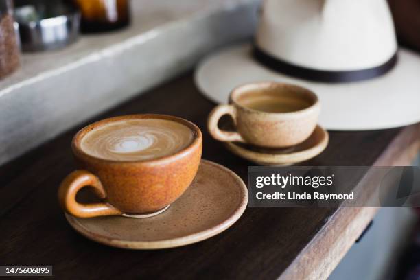 latte and espresso - cream colored hat stock pictures, royalty-free photos & images