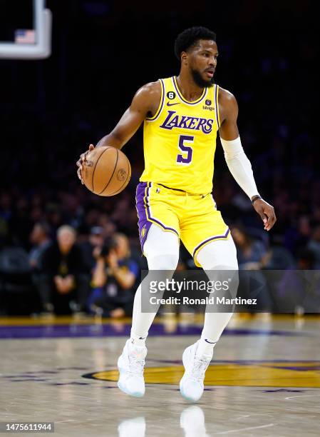 Malik Beasley of the Los Angeles Lakers in the second half at Crypto.com Arena on March 22, 2023 in Los Angeles, California. NOTE TO USER: User...