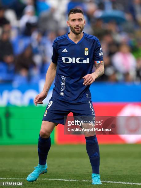 Borja Baston of Real Oviedo looks on during the La Liga SmartBank match between CD Leganes and Real Oviedo at Estadio Municipal de Butarque on March...