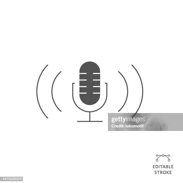 podcast flat line icon with editable stroke. the icon is suitable for web design, mobile apps, ui, ux, and gui design. - radio studio stock illustrations