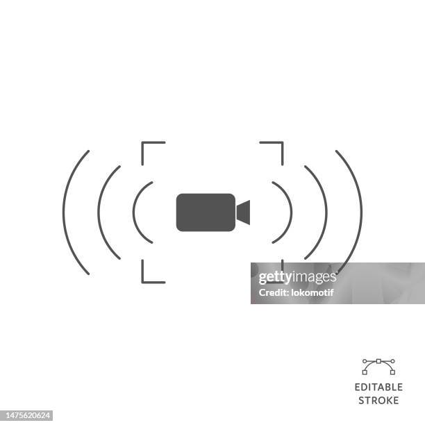 video record flat line icon with editable stroke. the icon is suitable for web design, mobile apps, ui, ux, and gui design. - video inspection stock illustrations