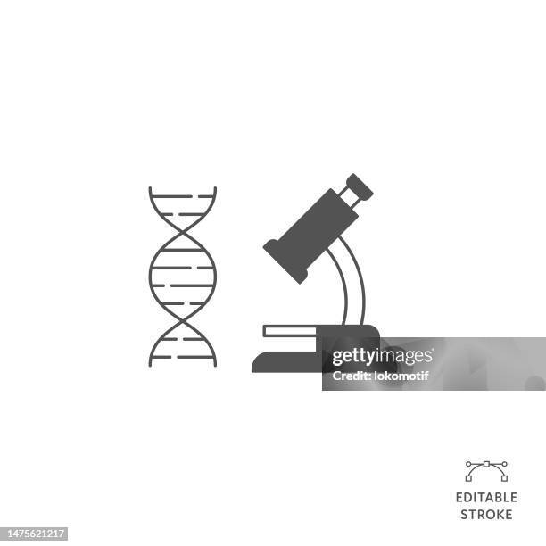 microscope flat line icon with editable stroke. the icon is suitable for web design, mobile apps, ui, ux, and gui design. - rna stock illustrations