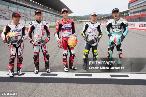 Taiyo Furusato of Japan and Honda Team Asia, Kaito Toba of Japan and Sic 58 Squadra Corse, Ryusei Yamanaka of Japan and GasGas Aspar Team, Ayumu...
