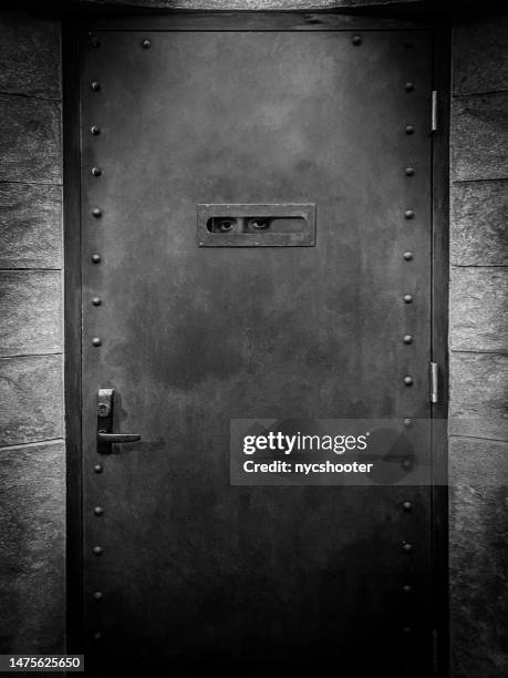 speakeasy door entrance - gevangenis stockfoto's en -beelden