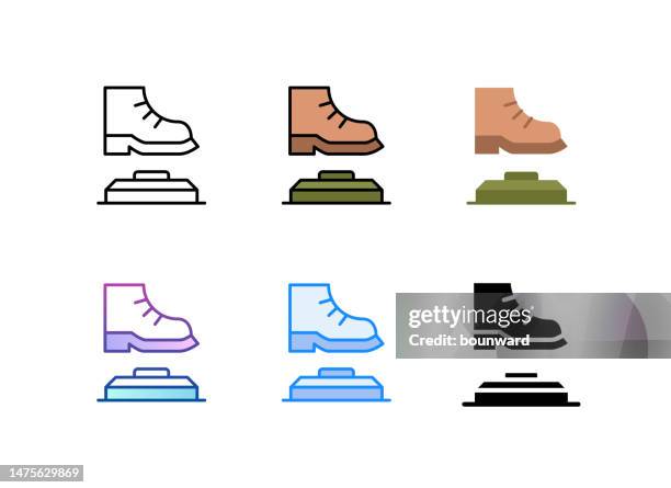 land mine icon. 6 different styles. editable stroke. - examining feet stock illustrations