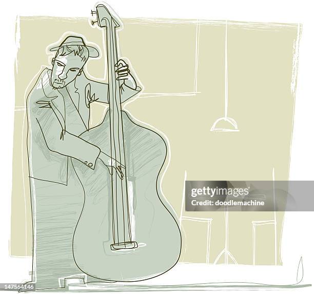 jazzy bass - double bass stock illustrations