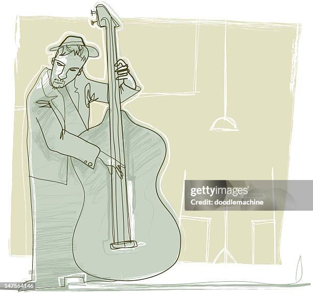 jazzy bass - bass player stock illustrations