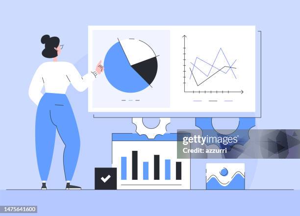 flat design cartoon illustration. project management concept. - project management stock illustrations