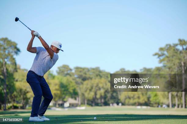 Bryson Nimmer hits a tee shot on the 16th hole during the first round of the Club Car Championship at The Landings Golf & Athletic Club on March 23,...