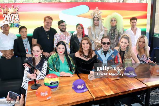 Carmen Campuzano, Alejandra Ávalos , Rosa Gloria Chagoyán, Angelo Diep and Yoselin Aguilar attend the press conference on the XLV LGBTTTI+ parade at...