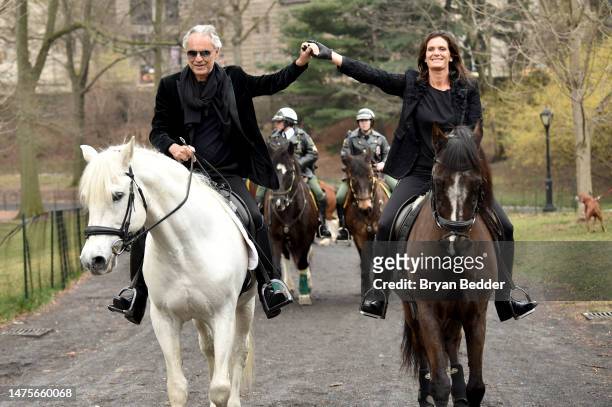 Andrea Bocelli and Veronica Berti Bocelli arrive in New York City on horseback to celebrate Trinity Broadcasting Networks’ premiere of THE JOURNEY: A...