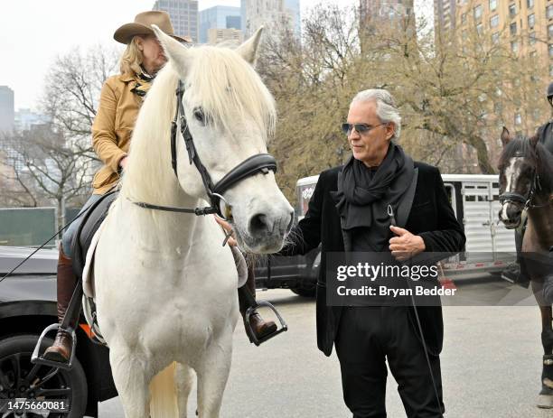 Andrea Bocelli arrives in New York City on horseback to celebrate Trinity Broadcasting Networks’ premiere of THE JOURNEY: A Music Special from Andrea...