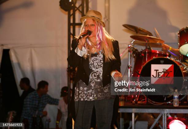 Dale Bozzio of the band Missing Persons performs in Laguna Hills, California on August 22, 2009.