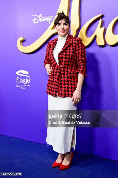 Eva Manjol attends the premiere of "Aladdin. The Musical" at Teatro Coliseum on March 23, 2023 in Madrid, Spain.
