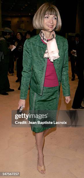 Anna Wintour during Paris Fashion Week Ready to Wear Spring / Summer 2005 - Chanel - Arrivals at Carrousel du Louvre in Paris.