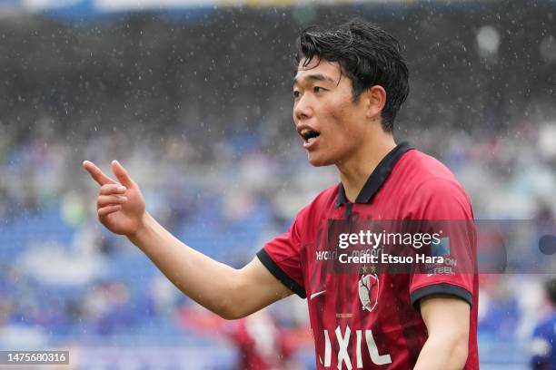 Itsuki Someno of Kashima Antlers reacts during the J.LEAGUE Meiji Yasuda J1 5th Sec. Match between Yokohama F･Marinos and Kashima Antlers at NISSAN...