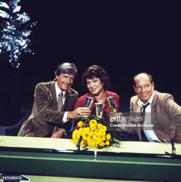 Quizshow im Vorabendprogramm mit Hans Rosenthal, Deutschland 1977 - 1980, Team "Regisseure", bestehend aus Guido Baumann, Birke Bruck, Jürgen Roland.