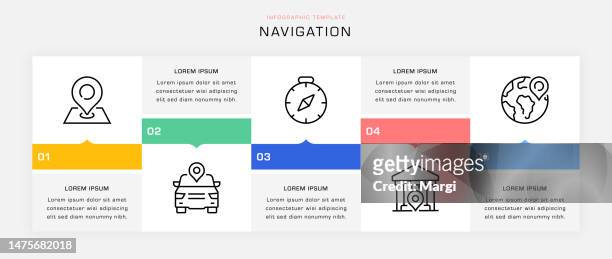 navigation timeline infographic template - list infographic stock illustrations