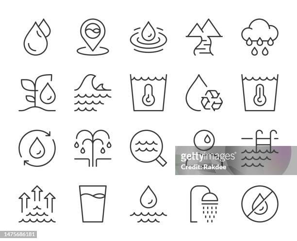 stockillustraties, clipart, cartoons en iconen met water - light line icons - dauw