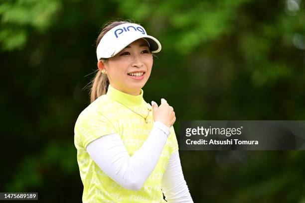 Mizuki Ooide of Japan smiles on the 11th hole during the first round of AXA Ladies Golf Tournament in Miyazaki at UMK County Club on March 24, 2023...