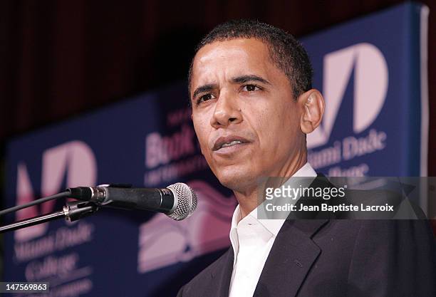Senator Barack Obama during Senator Barack Obama Appearance at Miami Book Fair at Gusman Theatre in Miami, FL.