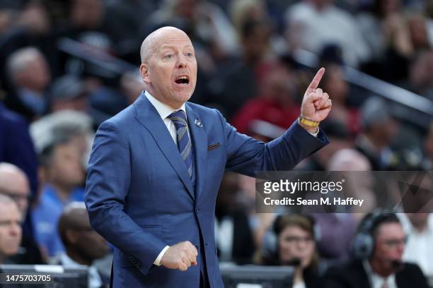 Head coach Mick Cronin of the UCLA Bruins calls out a play during the first half against the Gonzaga Bulldogs in the Sweet 16 round of the NCAA Men's...