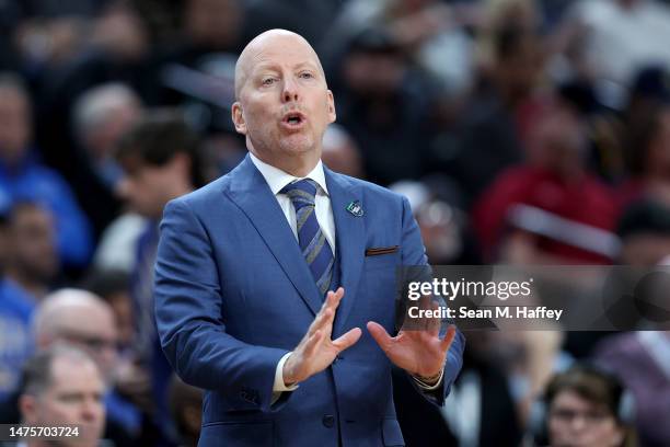 Head coach Mick Cronin of the UCLA Bruins calls out a play during the first half against the Gonzaga Bulldogs in the Sweet 16 round of the NCAA Men's...