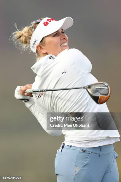 Nanna Koerstz Madsen of Denmark plays her shot from the seventh tee during the first round of the LPGA Drive On Championship at Superstition Mountain...