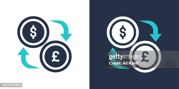 currency exchange icon. solid icon vector illustration. for website design, logo, app, template, ui, etc. - bureau de change stock illustrations