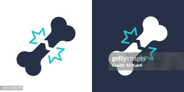 fracture bone icon. solid icon vector illustration. for website design, logo, app, template, ui, etc. - bandaged thumb stock illustrations