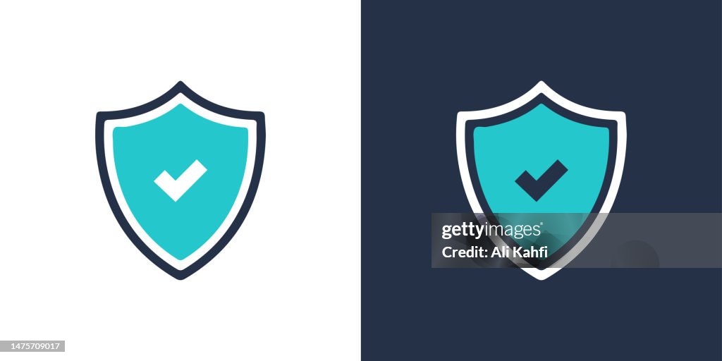 Marca de seleção aprovada com o ícone de escudo. Ilustração vetorial de ícone sólido. Para design de sites, logotipo, aplicativo, modelo, interface do usuário, etc.